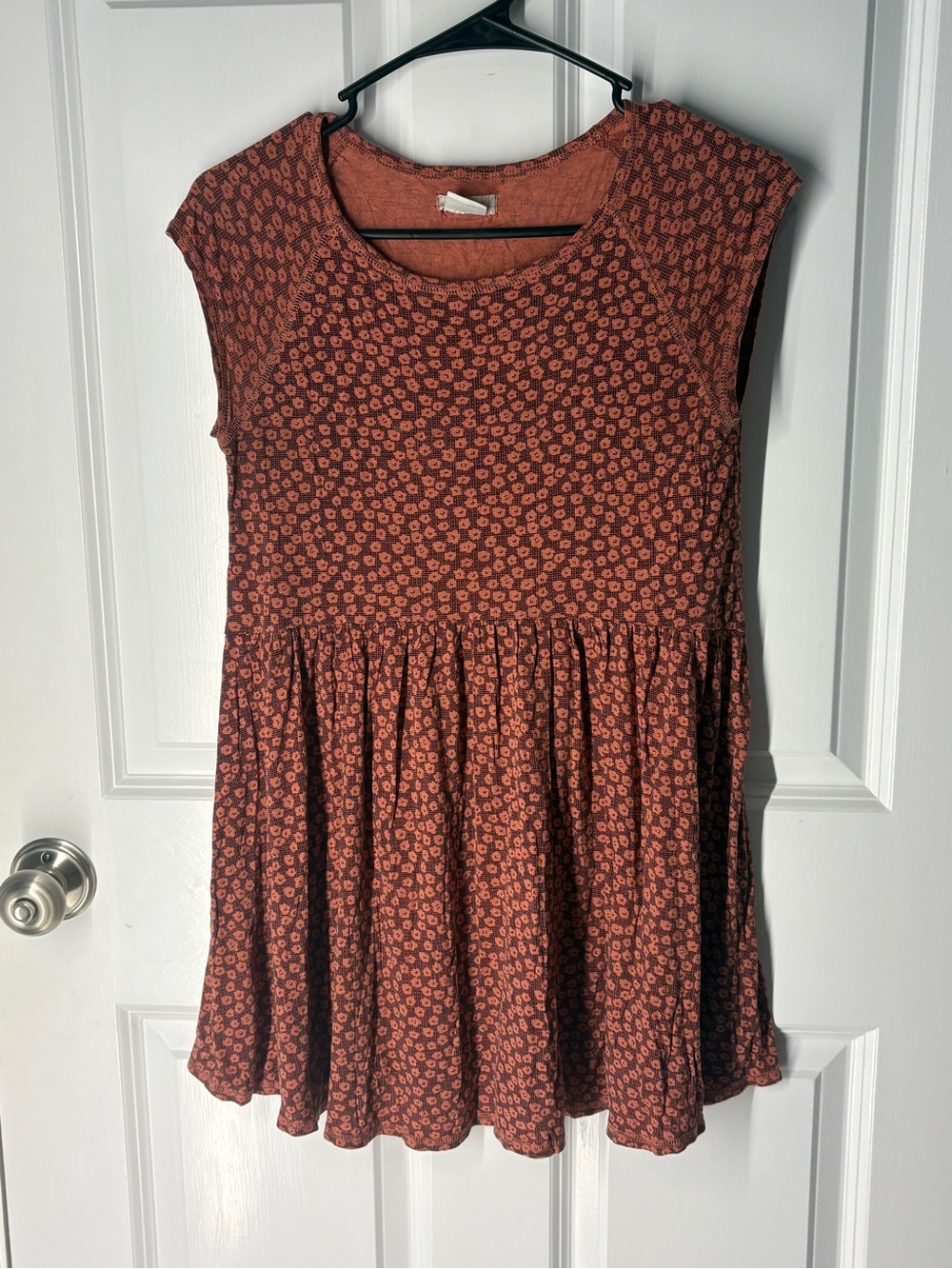 Boho Indie Western Babydoll Cooperative Rust Floral Mini Dress